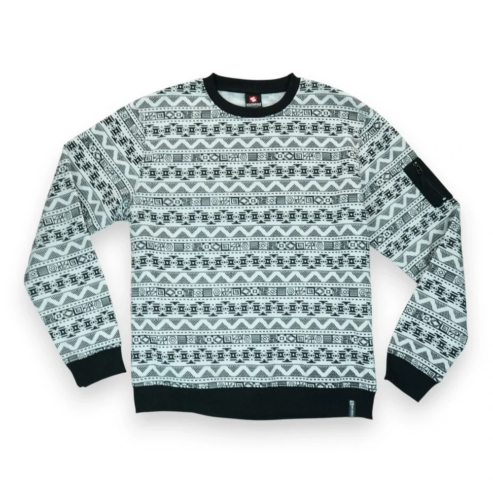 Southpole Sweater Women's XXL White Black Tribal Print Raglan Sleeve Pullover